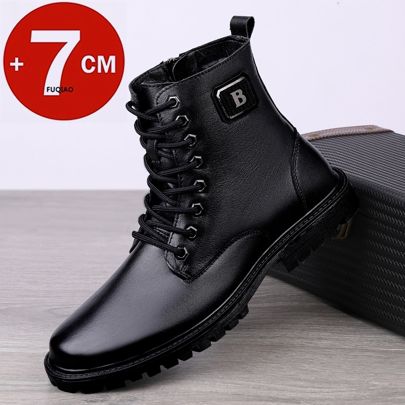 Men'S Shoes For Sale - 남성용 천연 가죽 키높이 부츠 겨울용