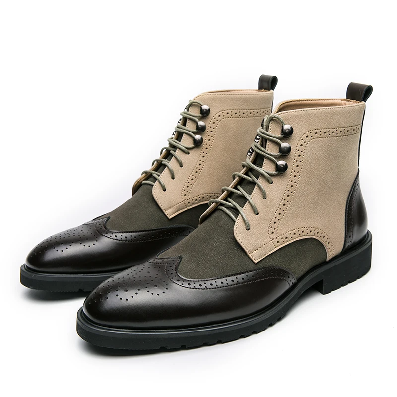 Men'S Shoes Brogues - 레트로 블랙 하이탑 남성 브로그 슈즈
