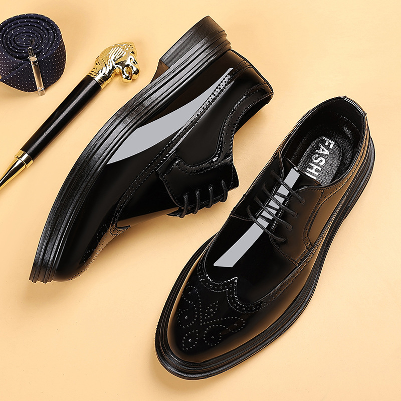 Men'S Shoes Brogues - 남성용 에나멜 브로그 드레스 슈즈, 레이스업