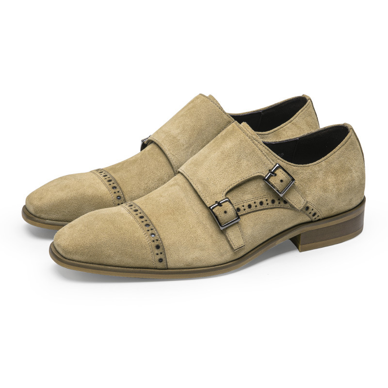 Monk Strap Shoe - 남성용 천연 가죽 원피스 신발, 더블