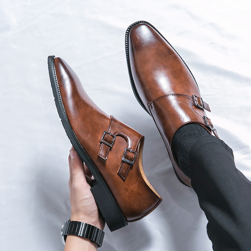 Monk Strap Shoe - 남성 몽크 스트랩 가죽 구두 포인티드