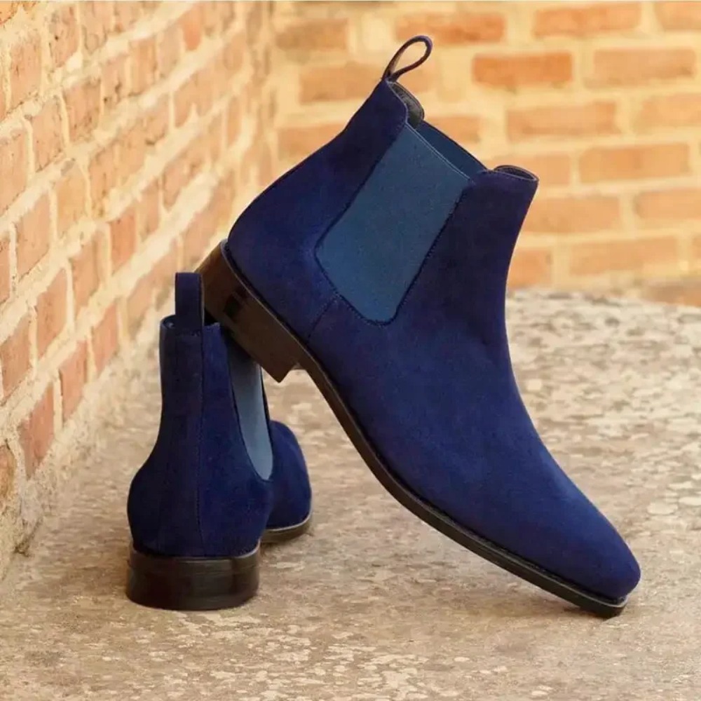 Men Shoes Classic - 첼시 부츠 남성용 블루 인조 스웨이드