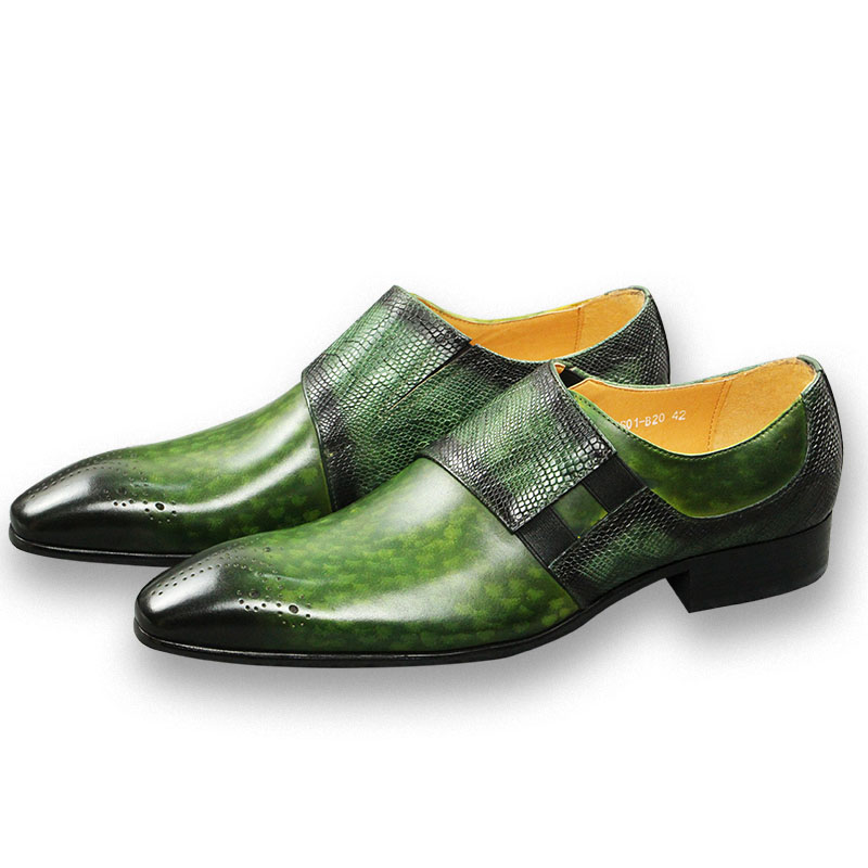 Monk Strap Shoe - 패션 로퍼 남성 신발 클래식 그린