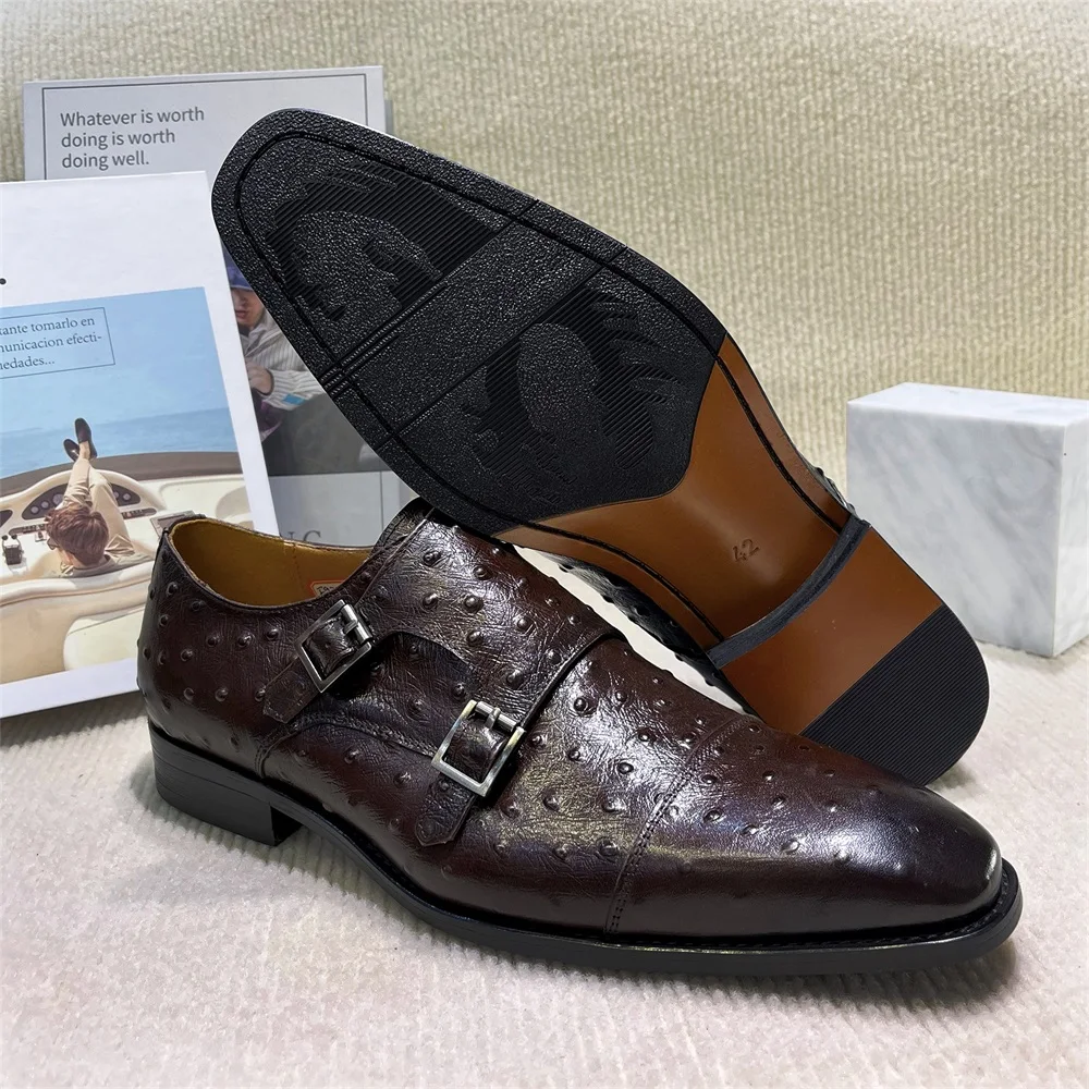 Monk Strap Shoe - 남자의 지적 파이썬 패턴 정품 가죽
