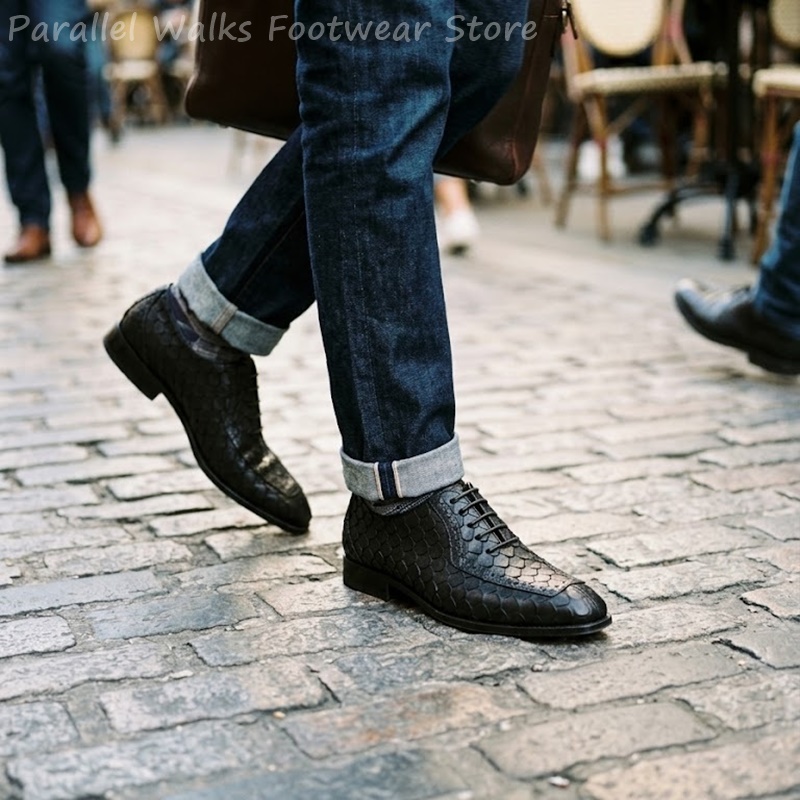 Men'S Shoes Brogues - 사르토리얼 남성 옥스퍼드 슈즈, 물고기 비늘