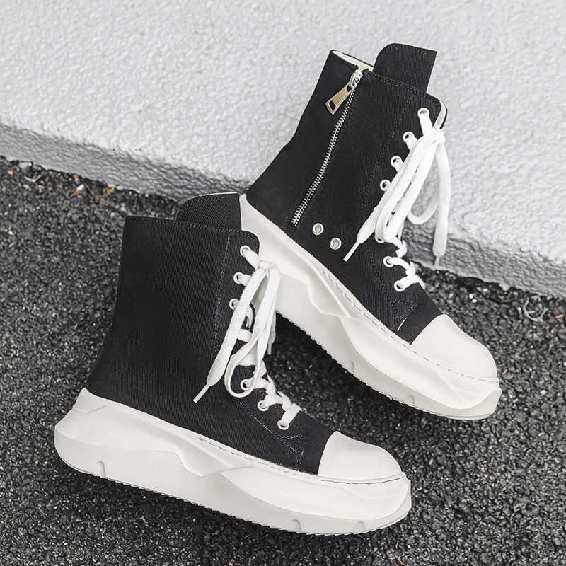 Men'S Shoes Quality Brands - 하이탑 여성 스니커즈 고품질 블랙 앵클