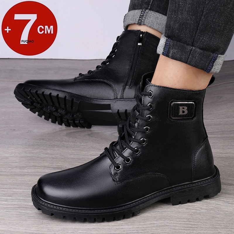 남성용 천연 가죽 키높이 부츠 겨울용 따뜻한 안감 지퍼 - Men'S Shoes For Sale 리뷰 및 가격