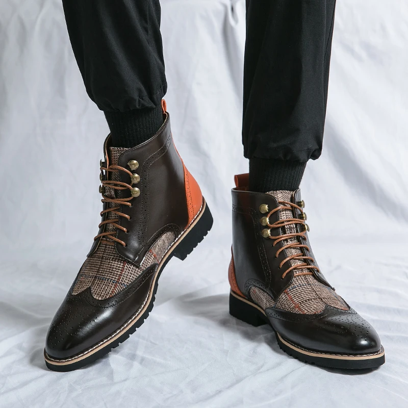 레트로 블랙 하이탑 남성 브로그 슈즈 뾰족코 레이스업  - Men'S Shoes Brogues 리뷰 및 가격
