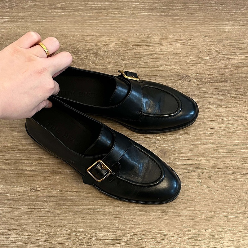 여성용 블랙 몽크 스트랩 로퍼 가죽 신발 낮은 굽 슬립 - Monk Strap Shoe 리뷰 및 가격