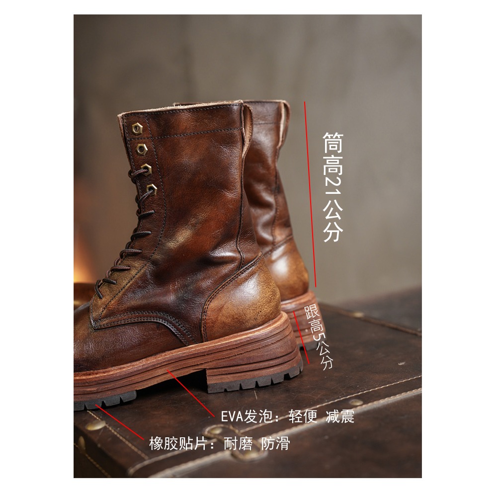남성용 천연 가죽 모터사이클 부츠 브로그 슈즈 레트로  - Men'S Shoes Brogues 리뷰 및 가격