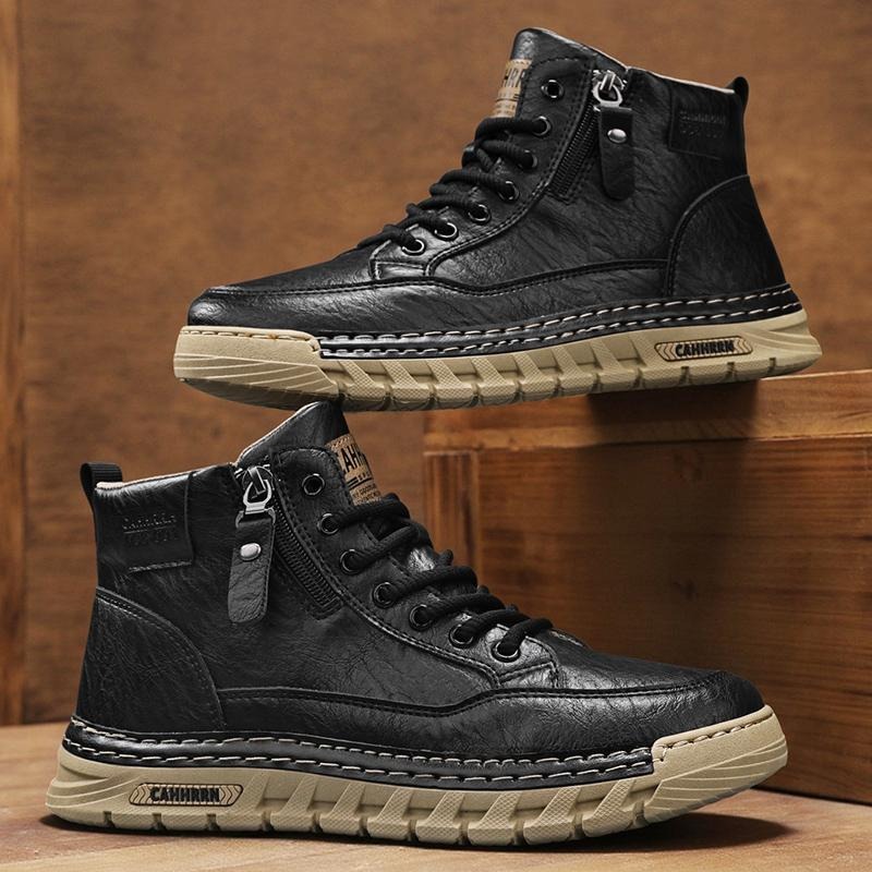 남성 가죽 하이탑 앵클 부츠 봄 겨울 남성용 오토바이  - Men'S Shoes Low Top 리뷰 및 가격