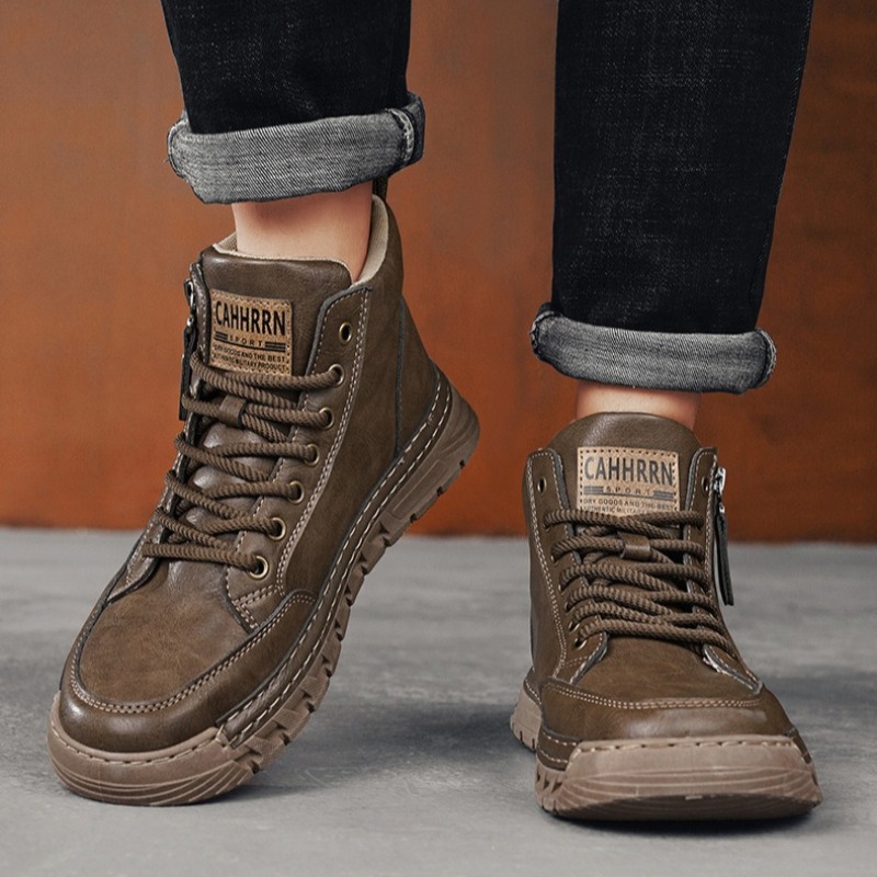 남성 가죽 하이탑 앵클 부츠 봄 겨울 남성용 오토바이  - Men'S Shoes Low Top 리뷰 및 가격