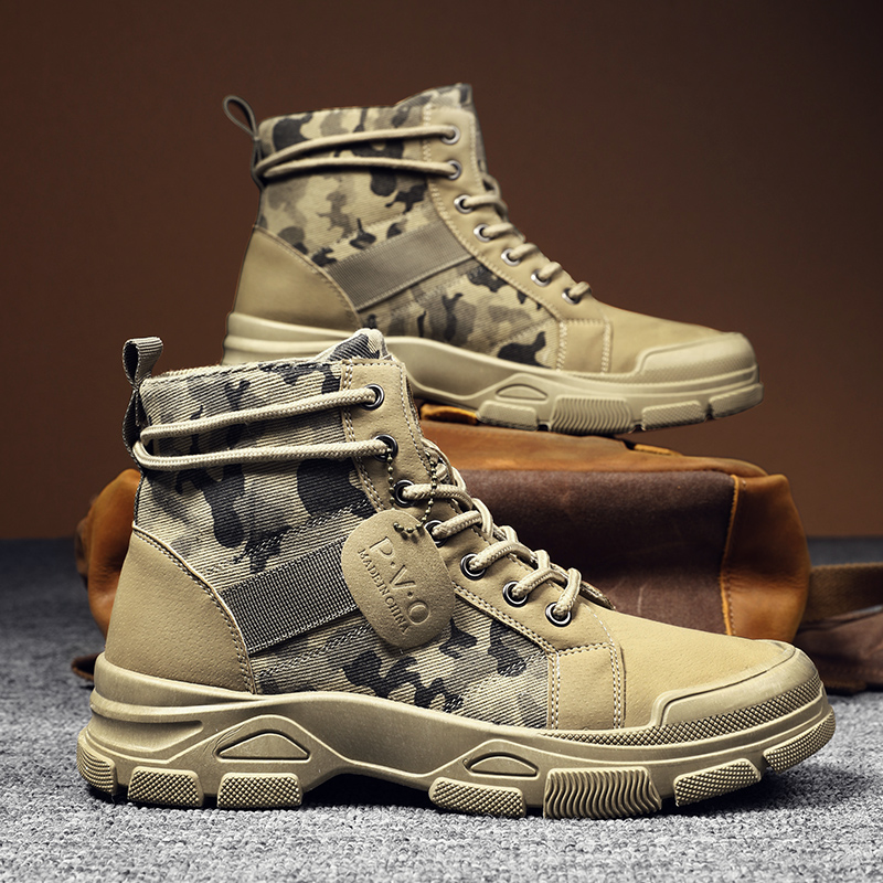 남성용 하이탑 부츠 가을 위장 무늬 사막 캐주얼 플랫  - Men'S Shoes For Sale 리뷰 및 가격