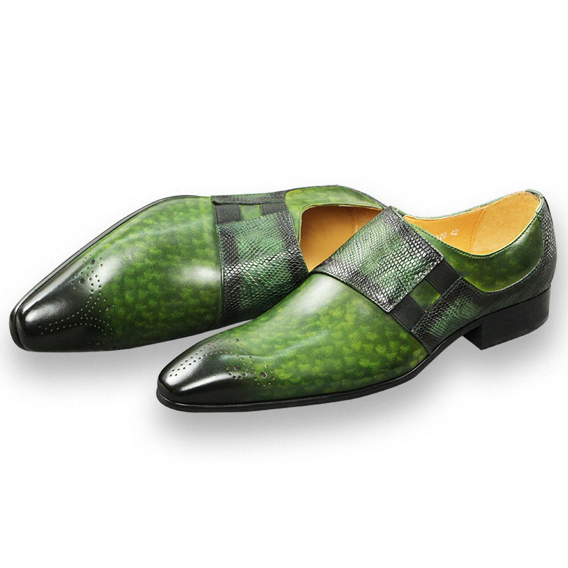 패션 로퍼 남성 신발 클래식 그린 컬러 브로그 슈즈 순 - Monk Strap Shoe 리뷰 및 가격