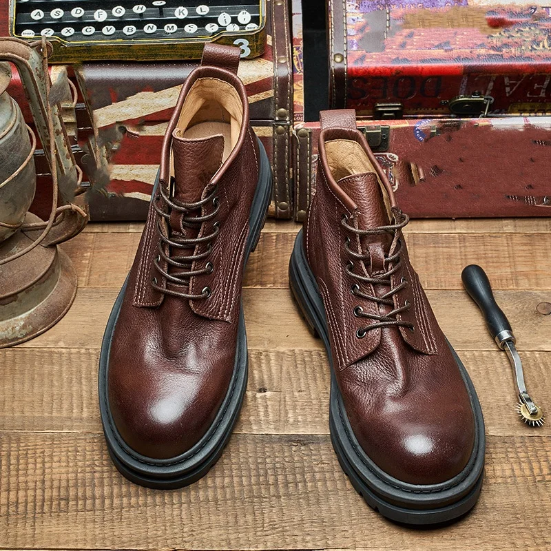남성용 레트로 앵클 가죽 부츠 럭셔리 브랜드 품질 수제 - Men'S Shoes Quality Brands 리뷰 및 가격