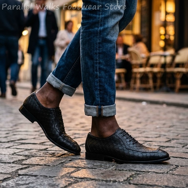 사르토리얼 남성 옥스퍼드 슈즈, 물고기 비늘 무늬 엠보 - Men'S Shoes Brogues 리뷰 및 가격