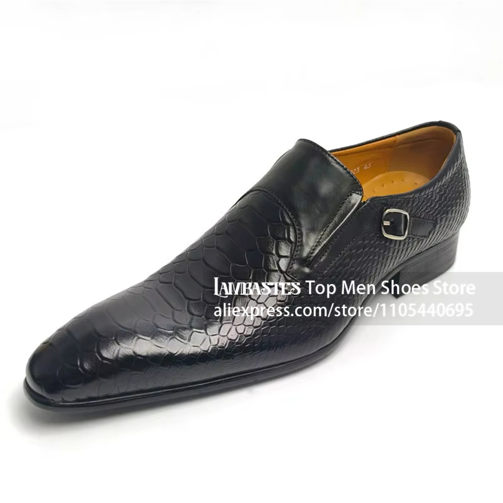 블랙 스네이크 엠보싱 사이드 버클 몽크 로퍼 싱글 몽크 - Monk Strap Shoe 리뷰 및 가격